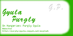 gyula purgly business card
